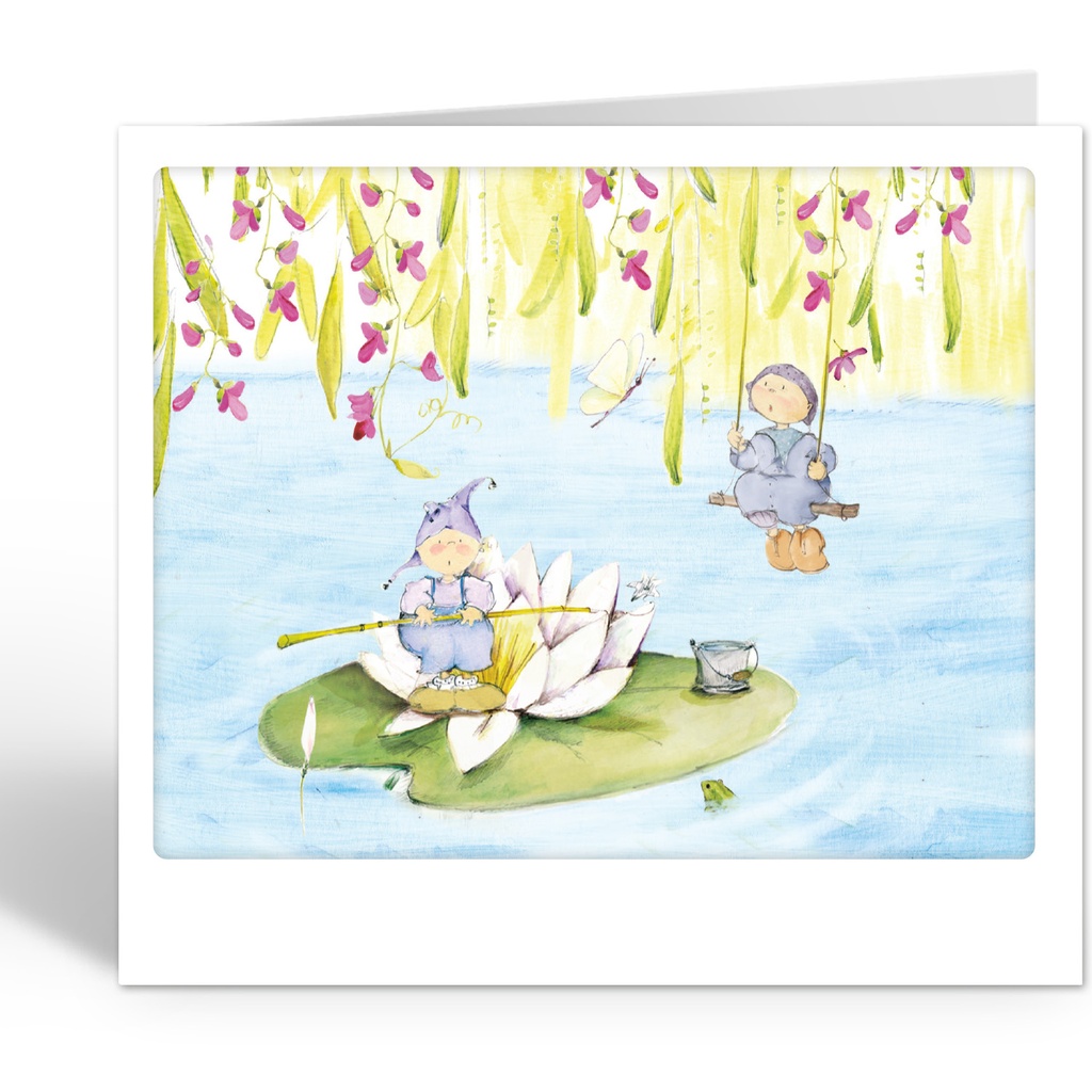 op een waterlelie