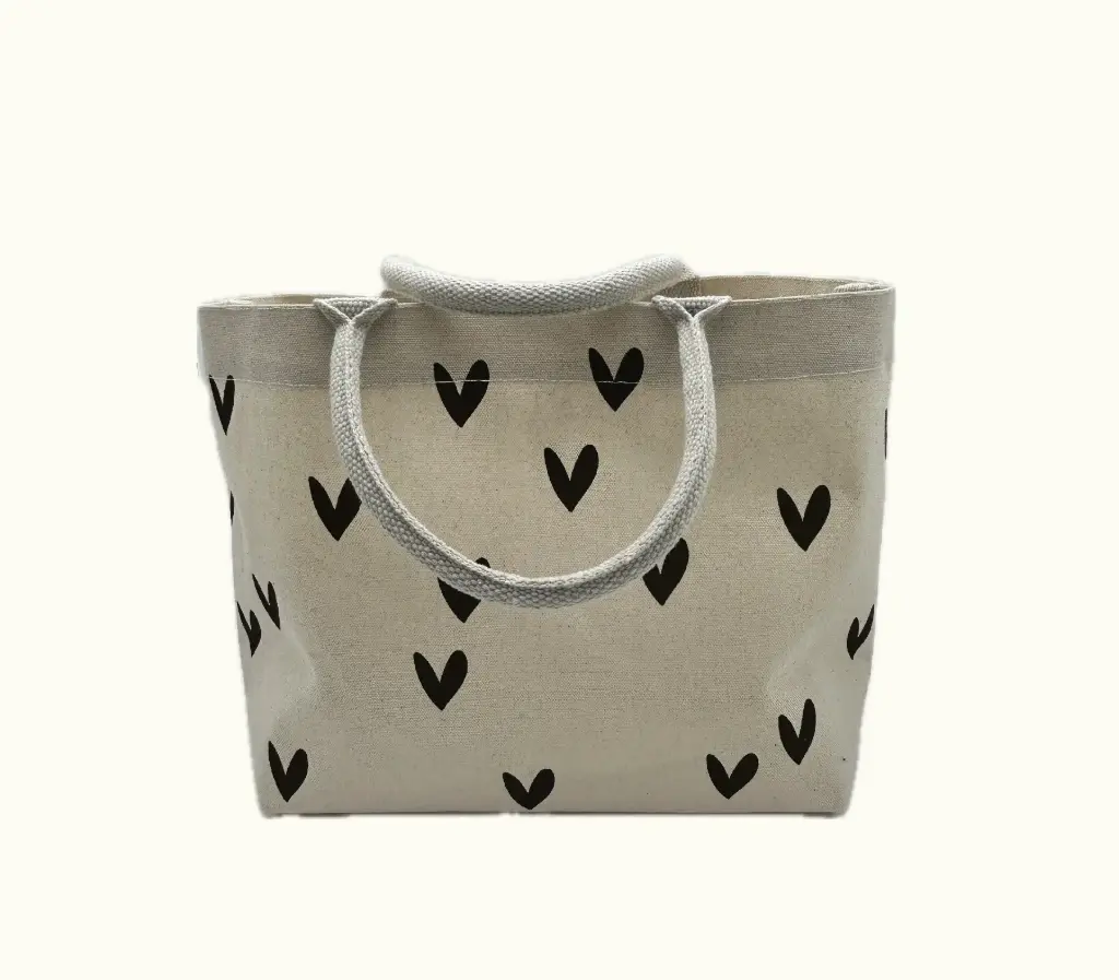Canvasbag hartjes/coeurs 320x140x280