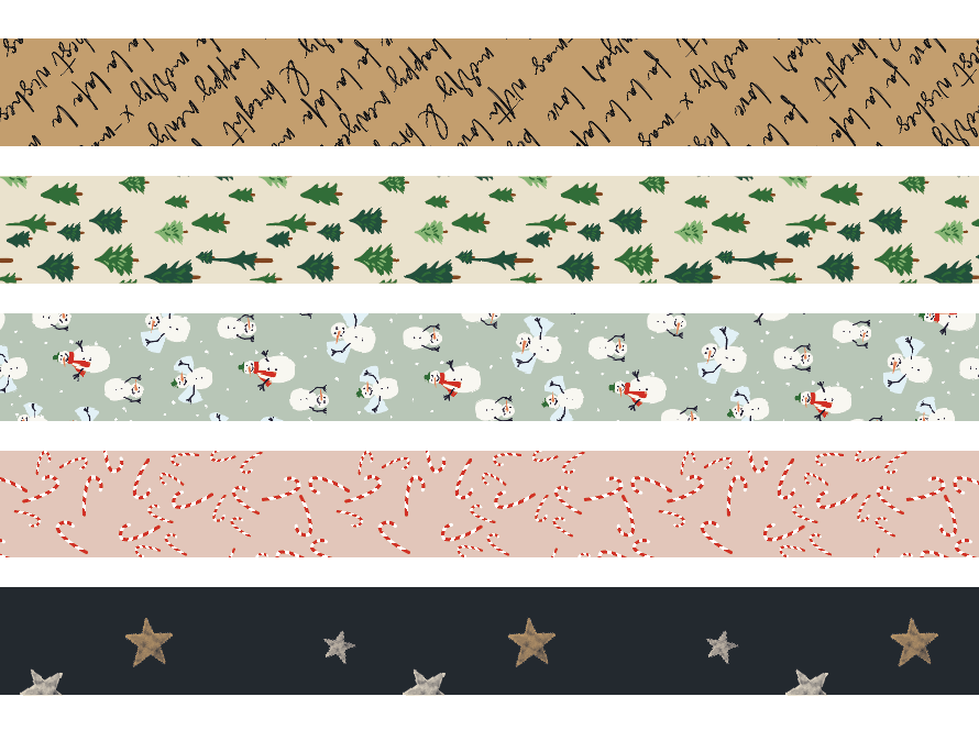 Kerst inpakpapier 5 designs 30 rollen