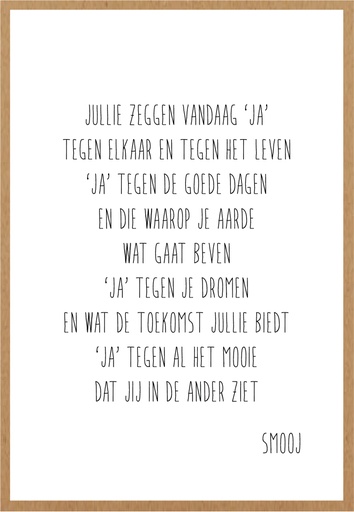 [SMJ006] Jullie zeggen vandaag 'JA' tegen elkaar