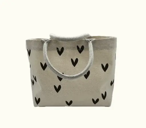 [CBK001] Canvasbag hartjes/coeurs 320x140x280
